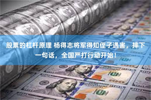 股票的杠杆原理 杨得志将军得知侄子遇害，摔下一句话，全国严打行动开始！