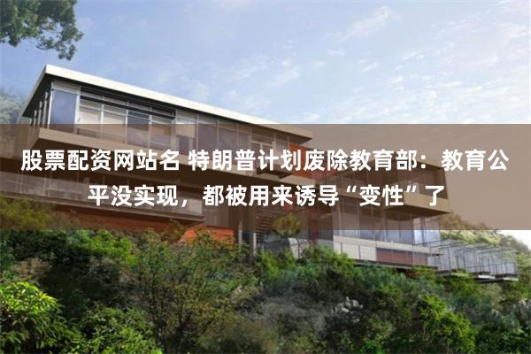 股票配资网站名 特朗普计划废除教育部：教育公平没实现，都被用来诱导“变性”了